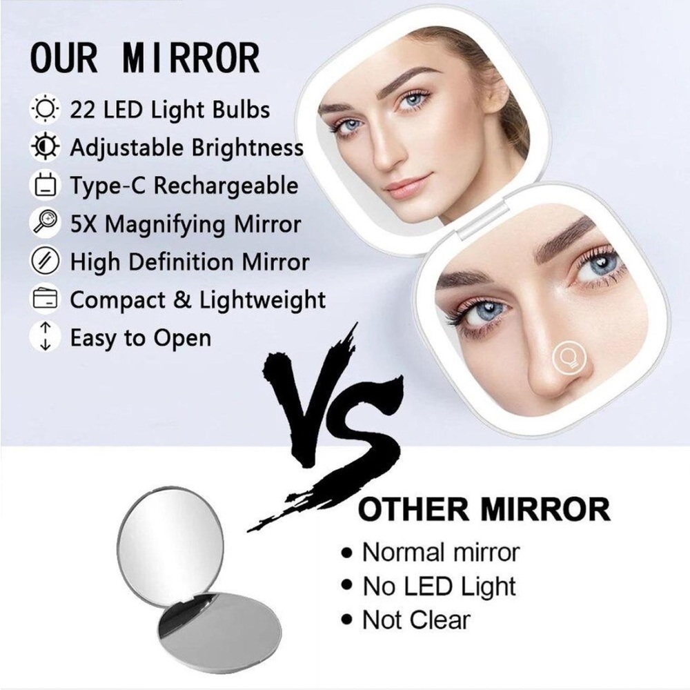 Mini Compact Led Makeup Mirror - Picture 5 of 5